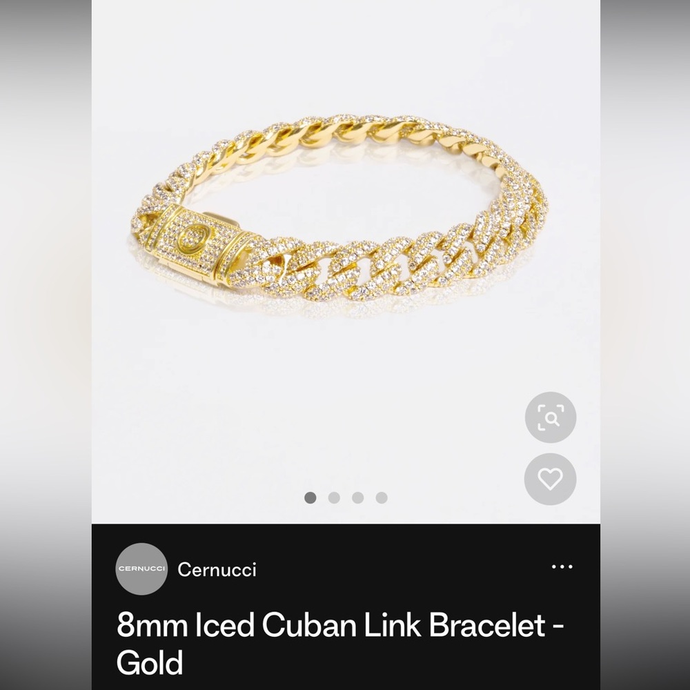 Gold 8mm iced cuban link bracelet // Used twice // great condition